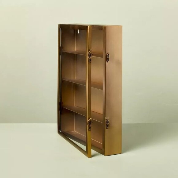 Brass Display Set - Hearth & Hand Magnolia, Large Wall Cabinet + Small Glass Box - Picture 4 of 10